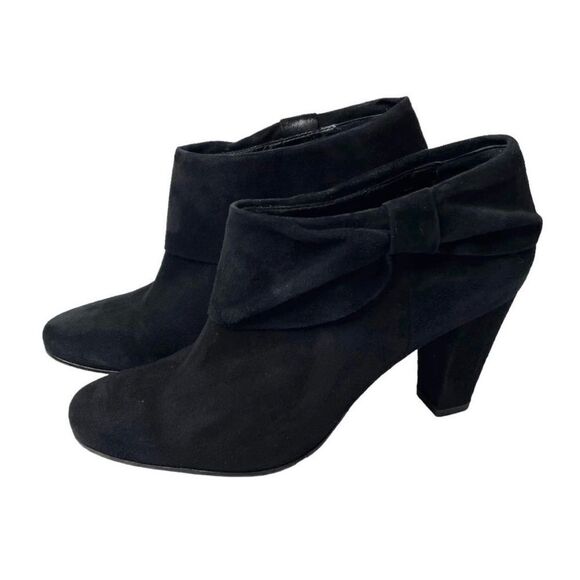 Kate Spade Black Suede Fold Over Bow Ankle Boots Sz 9 black - Picture 1 of 8